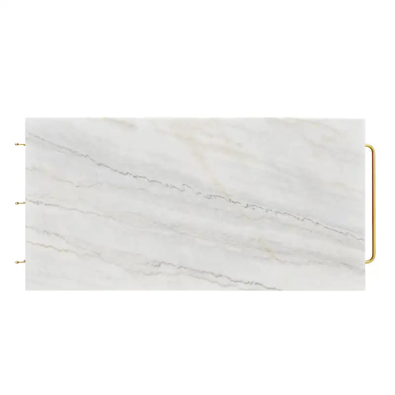 Avya Contemporary White and Gold 58-inch Wide Marble Top Kitchen Island by