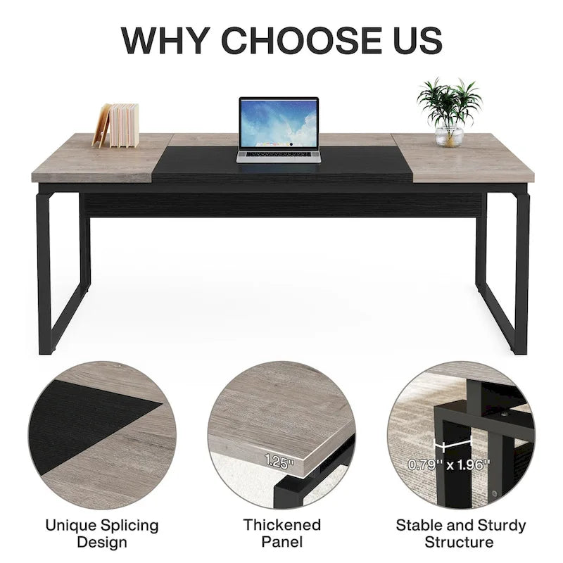 L-Shaped Executive Desk with File Cabinet