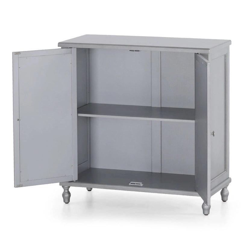 Silver 2-Door Fujimori Mirror Accent Storage Cabinet