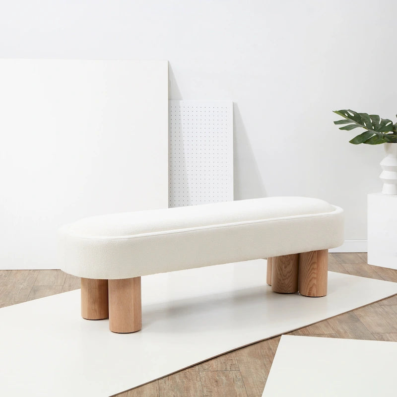 Couture Faina Boucle Bench - 60 In W x 19 In D x 18 In H - 60Wx19Dx18H