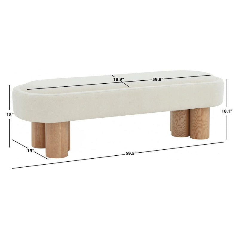 Couture Faina Boucle Bench - 60 In W x 19 In D x 18 In H - 60Wx19Dx18H