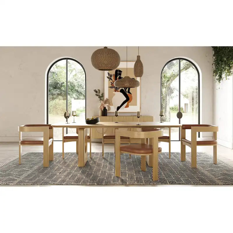 Oshana Modern White Oak Dining Table