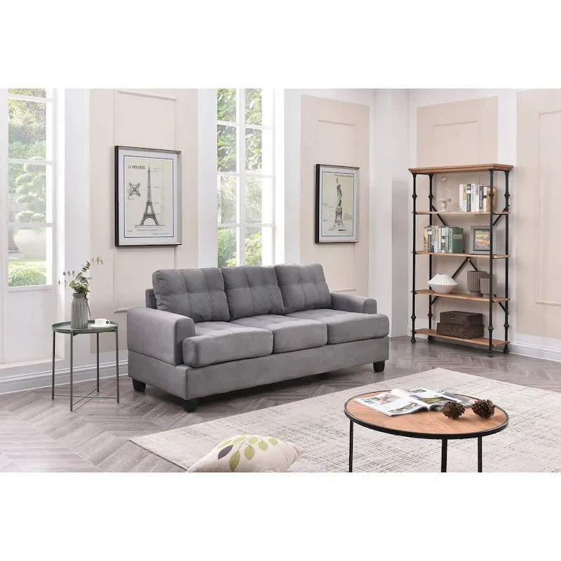 Sandridge 79 in. W Flared Arm Microfiber Straight Sofa - 34L x 79W x 36H