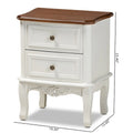  Darlene Classic and Traditional French White and Cherry Brown Finished Wood 2-Drawer End Table