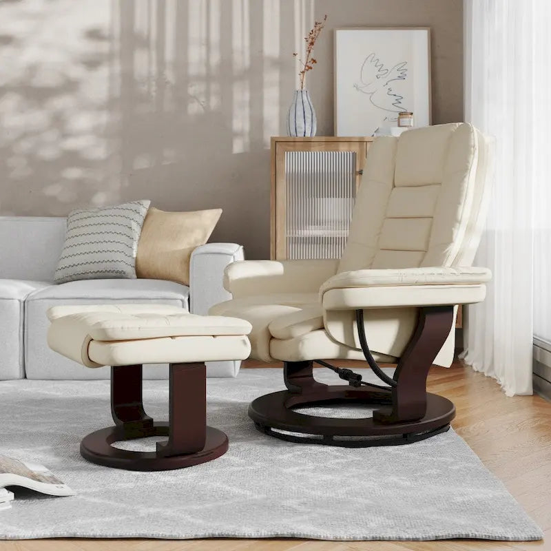 Contemporary Multi-Position Upholstered Recliner Chair with Ottoman