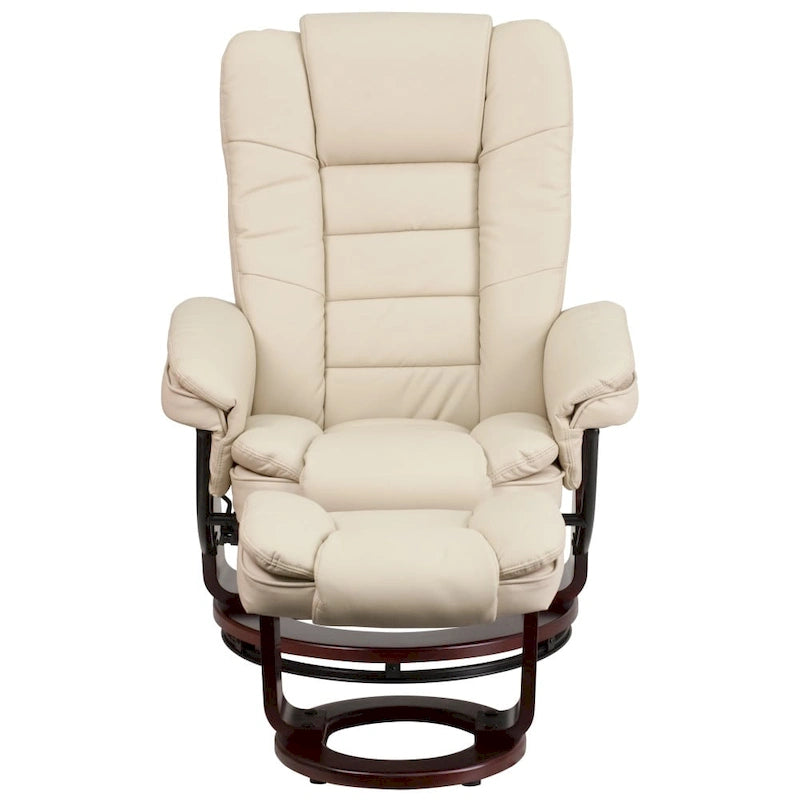 Contemporary Multi-Position Upholstered Recliner Chair with Ottoman