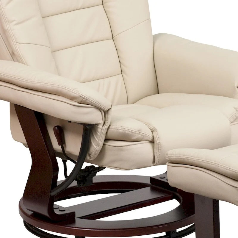 Contemporary Multi-Position Upholstered Recliner Chair with Ottoman