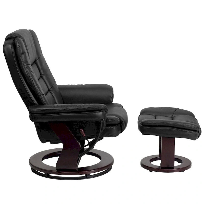 Contemporary Multi-Position Upholstered Recliner Chair with Ottoman