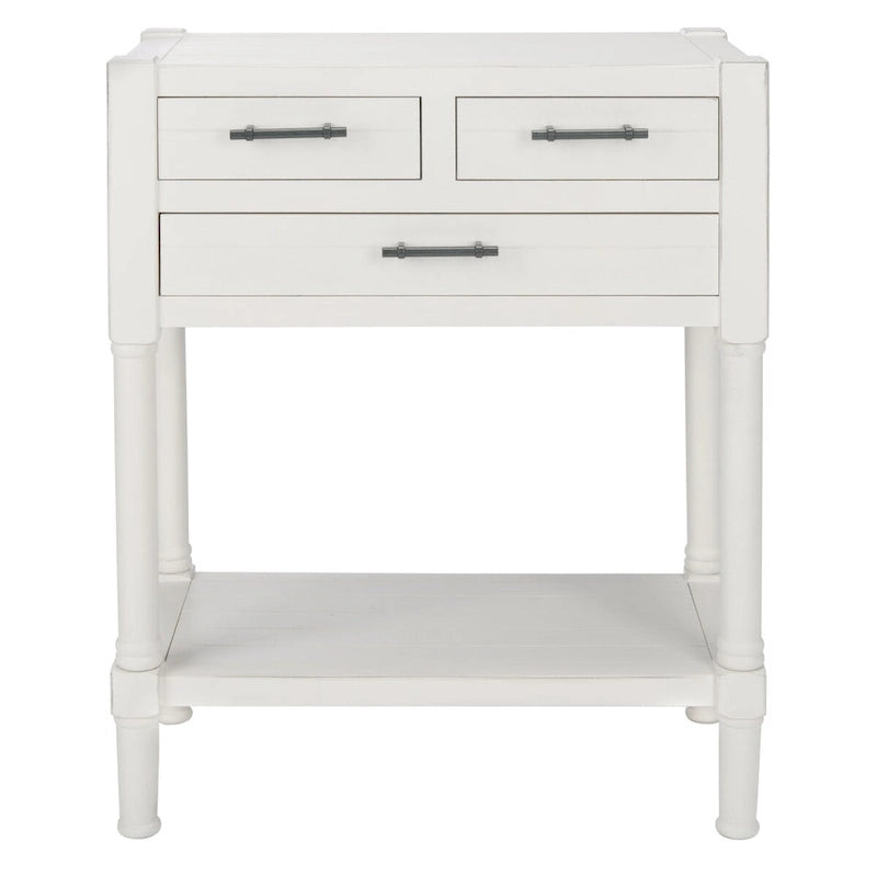 Philomene Distressed White 3-Drawer Console Table - 23.5 W x 13 L x 29.5 H - 24Wx13Dx30H