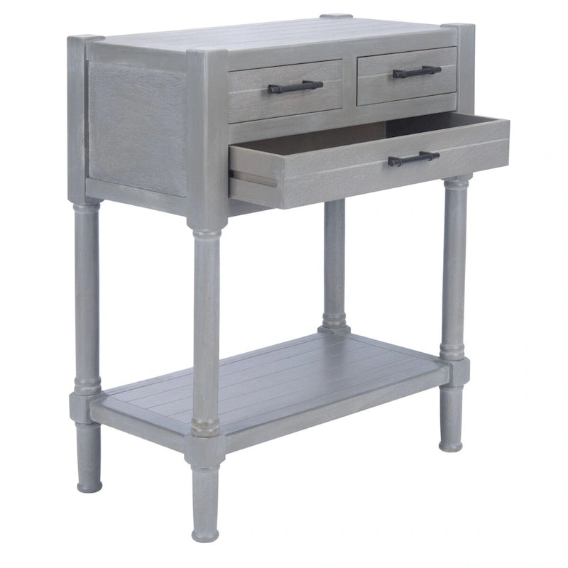 Philomene Distressed White 3-Drawer Console Table - 23.5 W x 13 L x 29.5 H - 24Wx13Dx30H