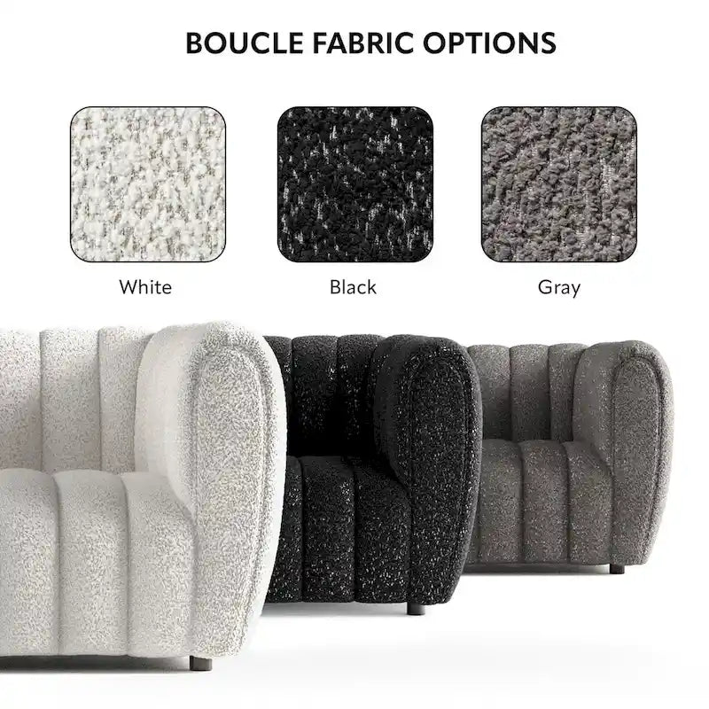 Lucinda Modern Vertical Channel Tufted Boucle Accent Sofa Couch with Wooden Legs