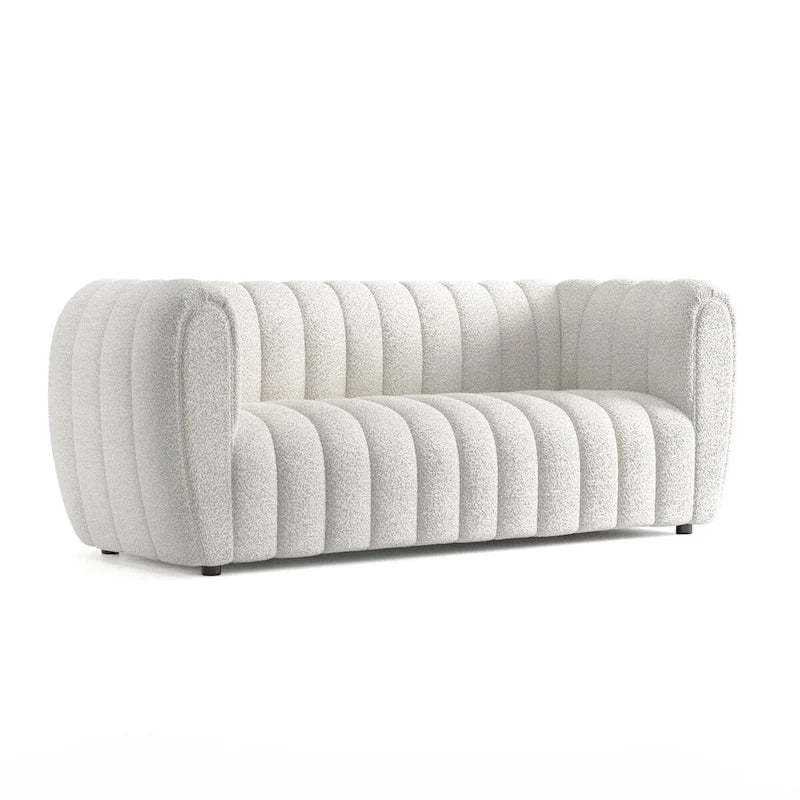 Lucinda Modern Vertical Channel Tufted Boucle Accent Sofa Couch with Wooden Legs
