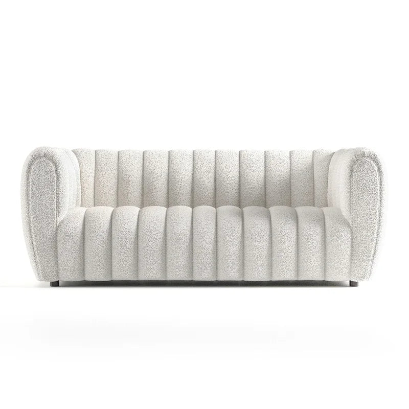 Lucinda Modern Vertical Channel Tufted Boucle Accent Sofa Couch with Wooden Legs