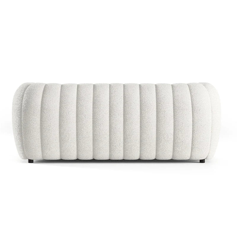 Lucinda Modern Vertical Channel Tufted Boucle Accent Sofa Couch with Wooden Legs