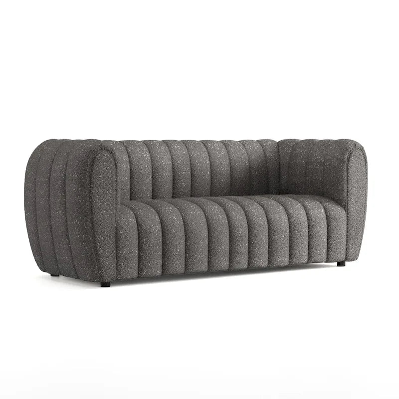 Lucinda Modern Vertical Channel Tufted Boucle Accent Sofa Couch with Wooden Legs