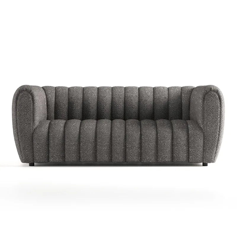 Lucinda Modern Vertical Channel Tufted Boucle Accent Sofa Couch with Wooden Legs