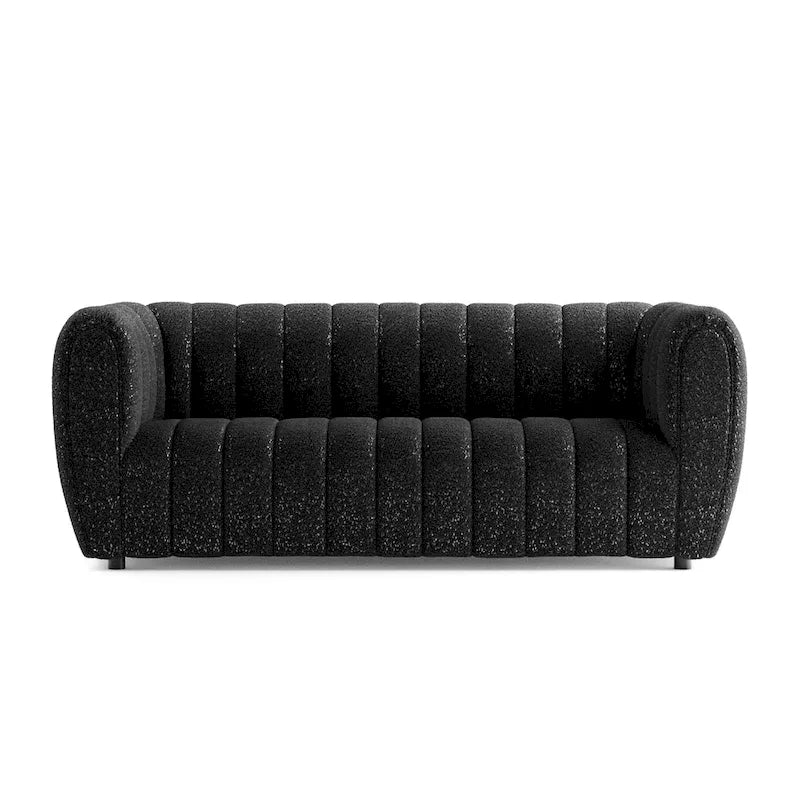 Lucinda Modern Vertical Channel Tufted Boucle Accent Sofa Couch with Wooden Legs
