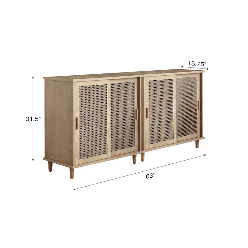 Accent ural Cane Rattan Sideboard Buffet Storage Cabinet (Set of 2)