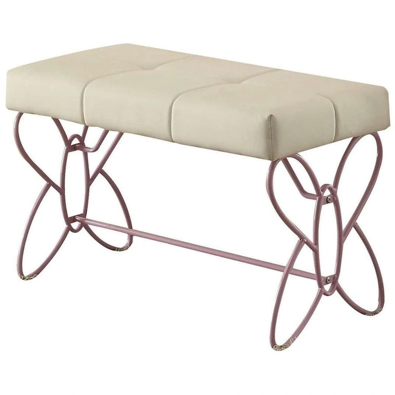 32 X 17 X 19 White And Light Purple Bench
