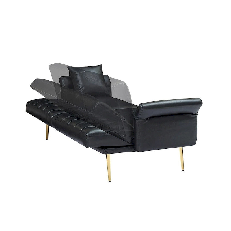 Futon Sofa Bed, Faux leather Foldable Couch Convertible Loveseat Sleeper Daybed with Adjustable Armrests for Small Space