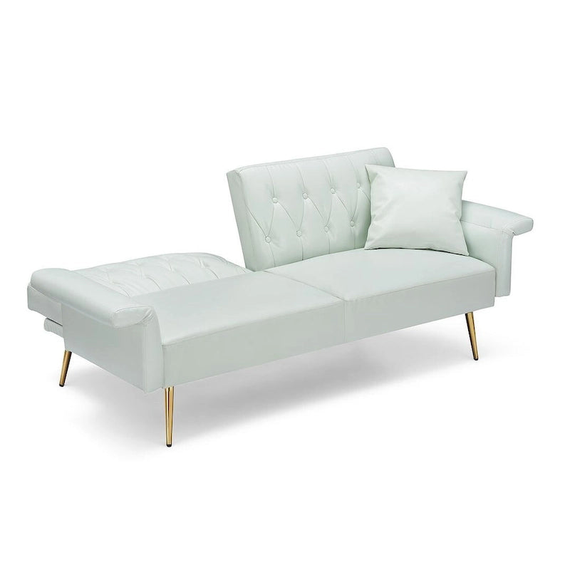 Futon Sofa Bed, Faux leather Foldable Couch Convertible Loveseat Sleeper Daybed with Adjustable Armrests for Small Space