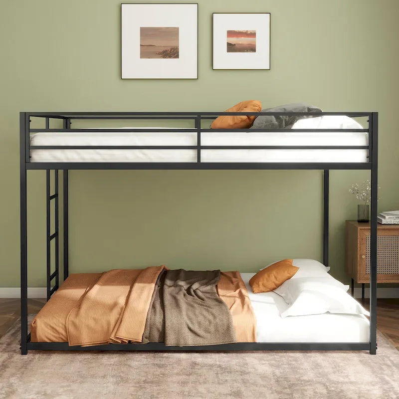 Adin Modern Full Over Full Bunk Bed with Black Metal Guard Rail by 