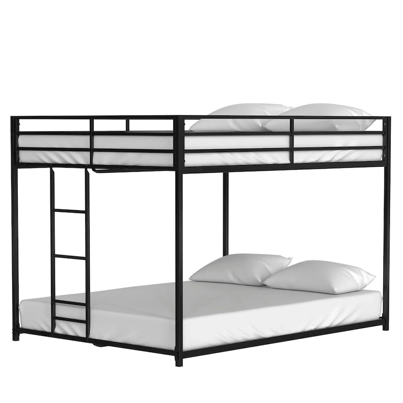 Adin Modern Full Over Full Bunk Bed with Black Metal Guard Rail by