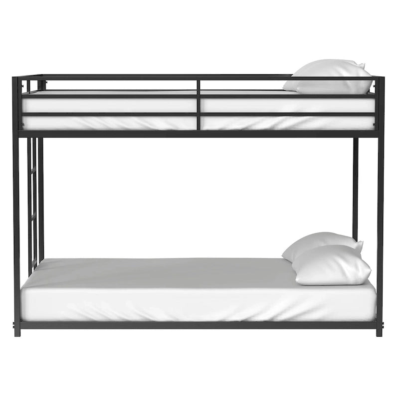 Adin Modern Full Over Full Bunk Bed with Black Metal Guard Rail by