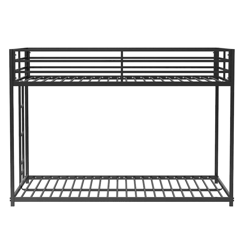 Adin Modern Full Over Full Bunk Bed with Black Metal Guard Rail by