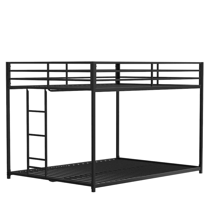 Adin Modern Full Over Full Bunk Bed with Black Metal Guard Rail by