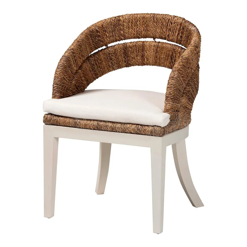 Ubud Bohemian ural Seagrass and Mahogany Wood Dining Chair