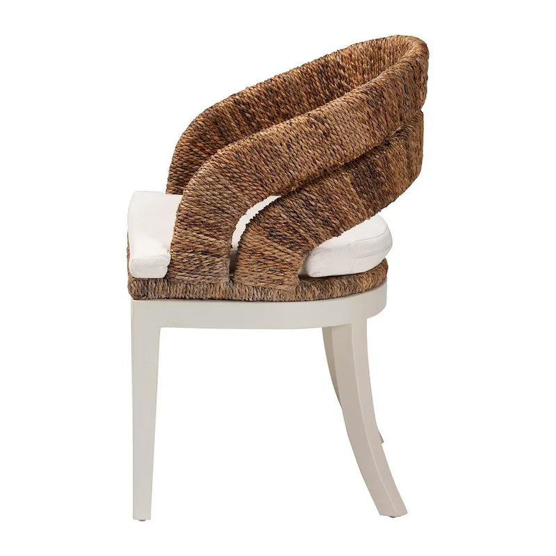 Ubud Bohemian ural Seagrass and Mahogany Wood Dining Chair