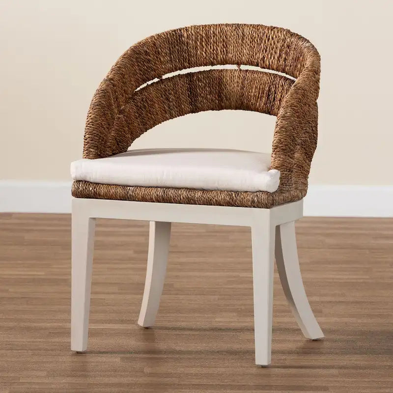Ubud Bohemian ural Seagrass and Mahogany Wood Dining Chair
