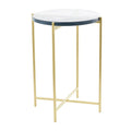 Metal X-Shaped Side End Accent Table with Textured Glass Tabletop - Gold or Black-